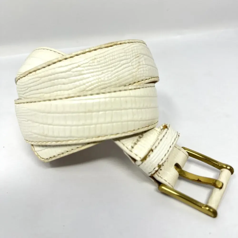 Nordstrom IGUANA GRAIN STEER HIDE Leather Belt Brass MADE in USA Size Medium 30